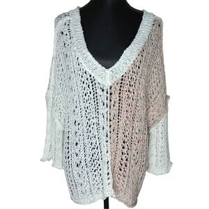 POL Oversized Loose-Knit Boho Summer Sweater- large